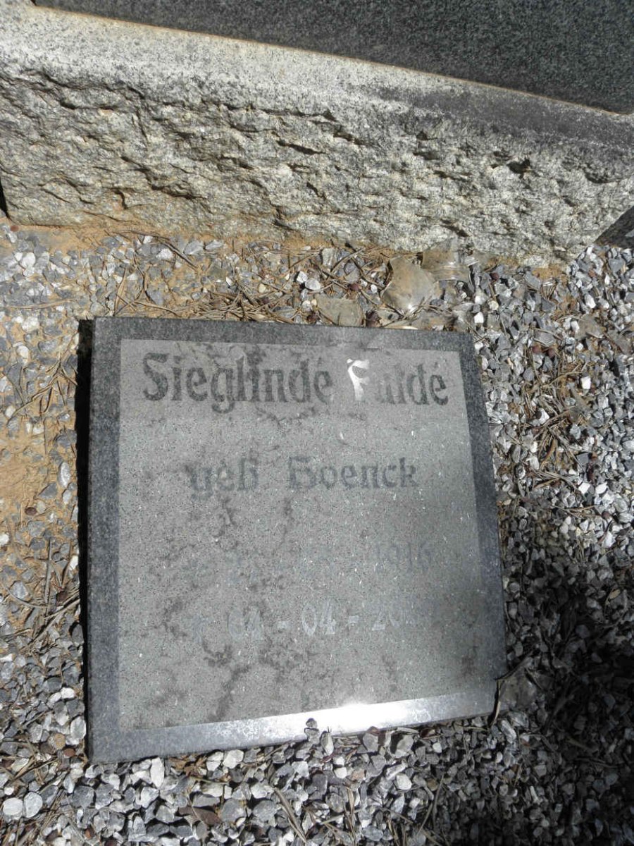 FULDE Sieglindé nee Hoenck 1916-2000