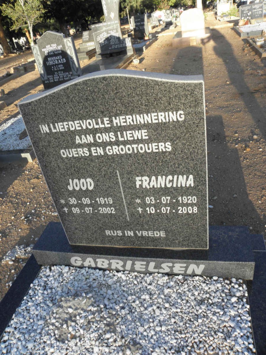 GABRIELSEN Jood 1919-2002 &amp; Francina 1920-2008