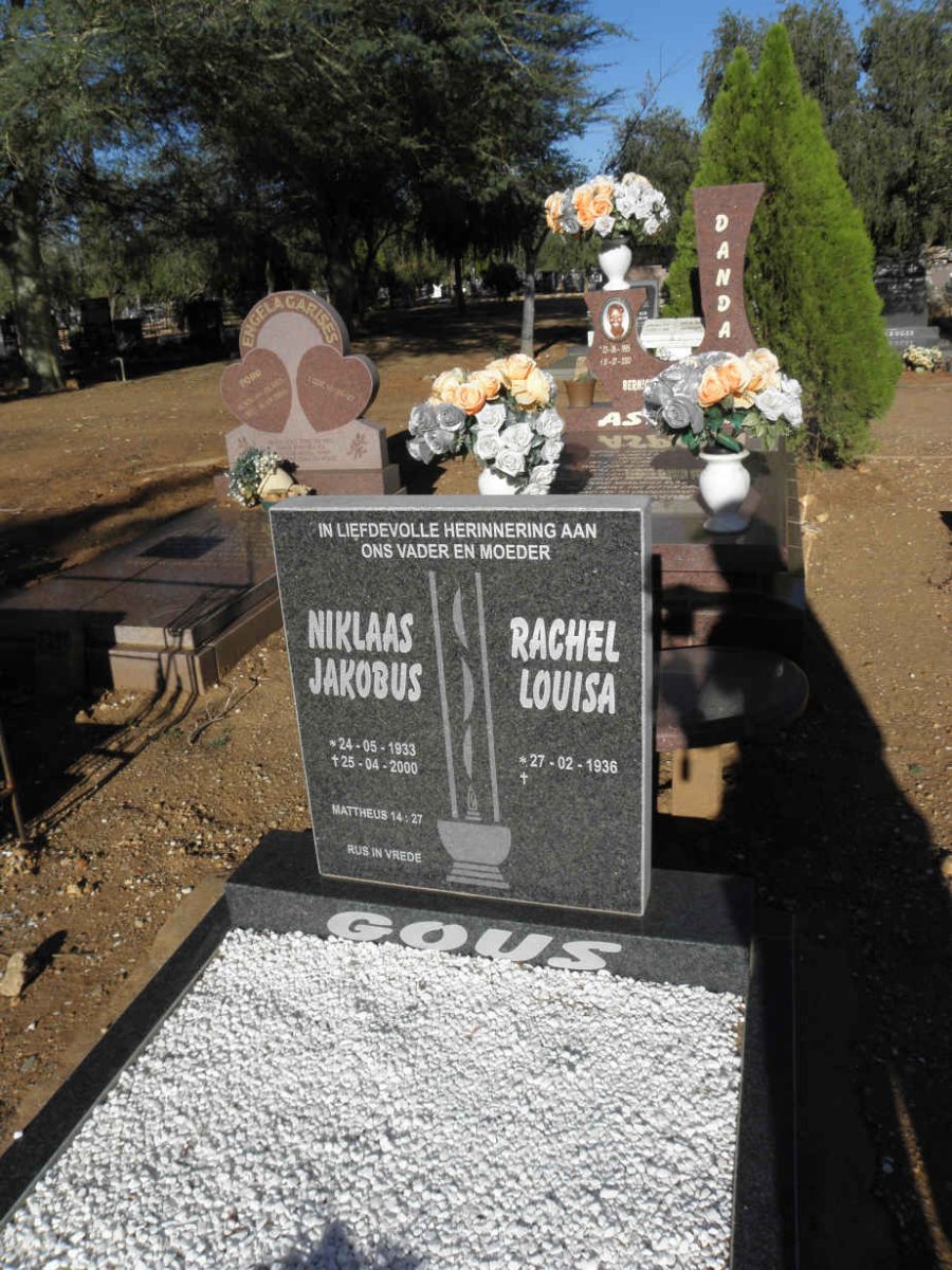 GOUS Niklaas Jakobus 1933-2000 &amp; Rachel Louisa 1936-