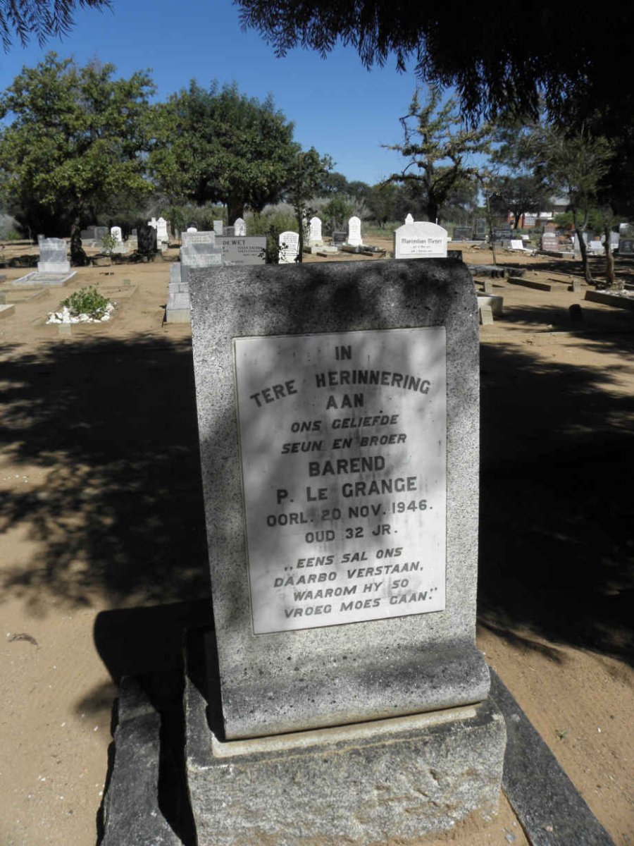 GRANGE Barend P., le -1946