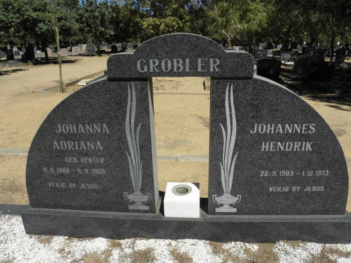 GROBLER Johannes Hendrik 1905-1973 &amp; Johanna Adriana VENTER 1909-1968