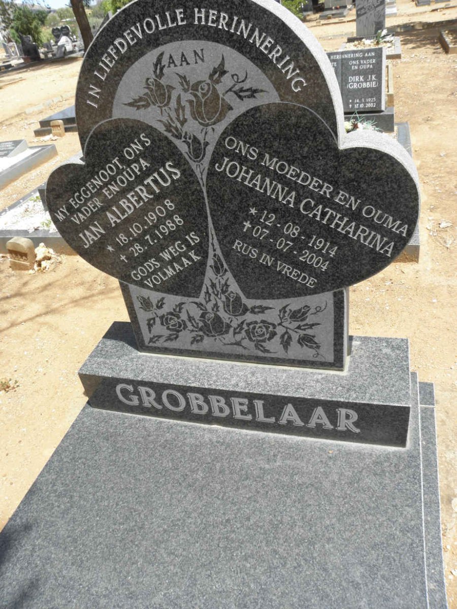 GROBBELAAR Jan Albertus 1908-1988 &amp; Johanna Catharina 1914-2004