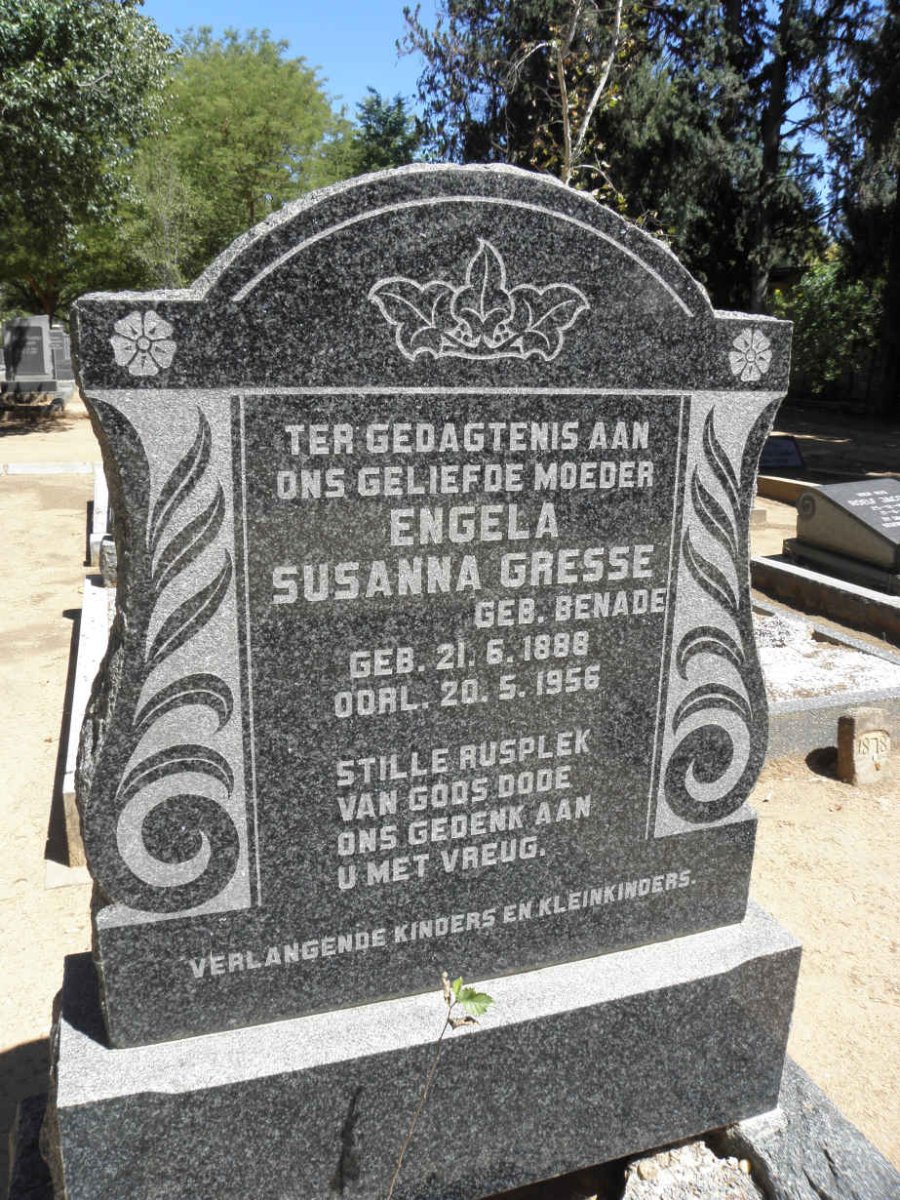 GRESSE Engela Susanna nee BENADE 1888-1956
