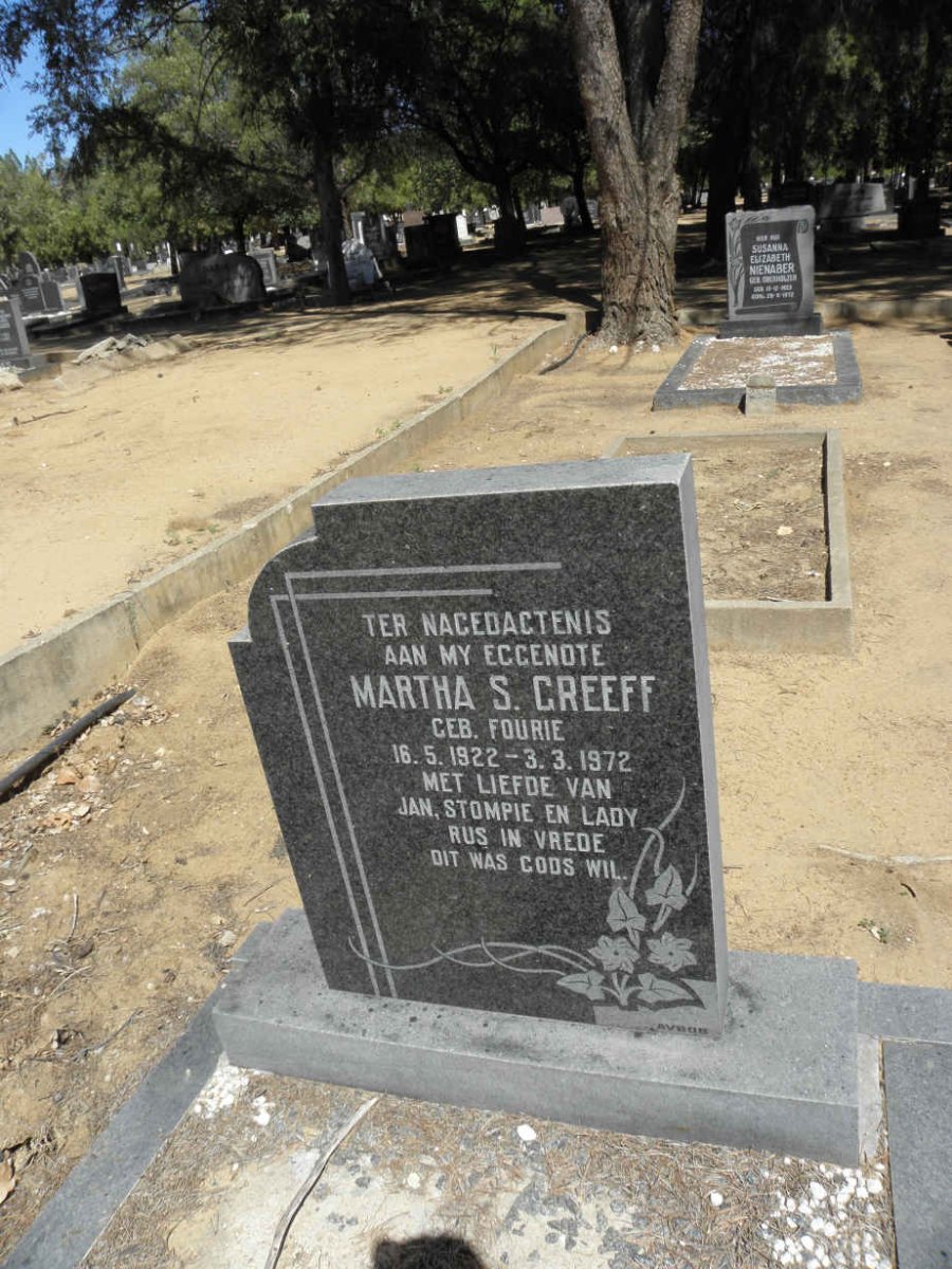 GREEFF Martha S. nee FOURIE 1922-1972