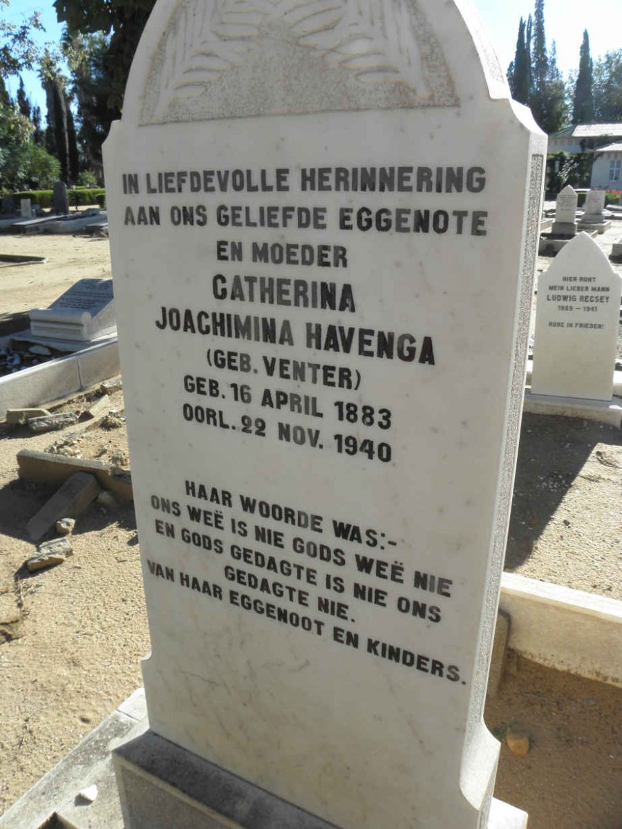 HAVENGA Catherina Joachimina nee VENTER 1883-1940
