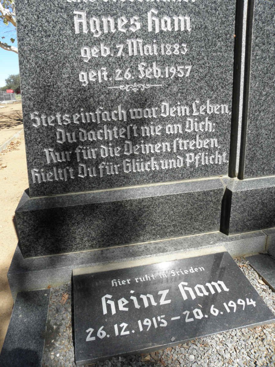 HAM Agnes 1883-1957 : : HAM Hans 1915-1994