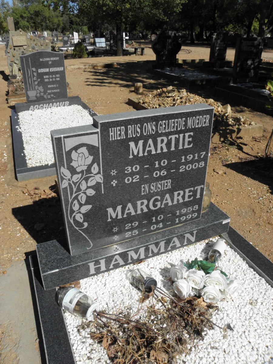 HAMMAN Martie 1917-2008 :: HAMMAN Margaret 1958-1999