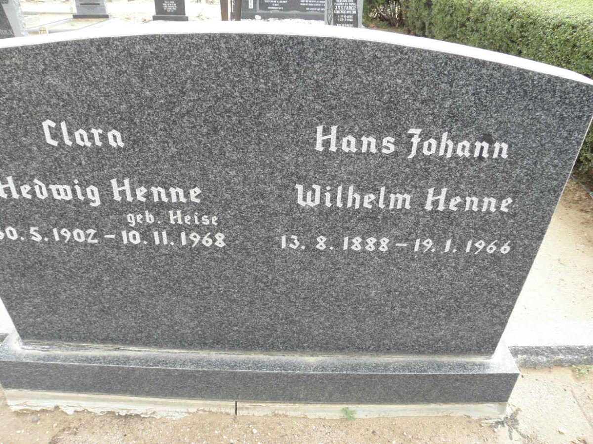 HENNE Hans Johann Wilhelm 1888-1966 &amp; Clara Hedwig HEISE 1902-1968
