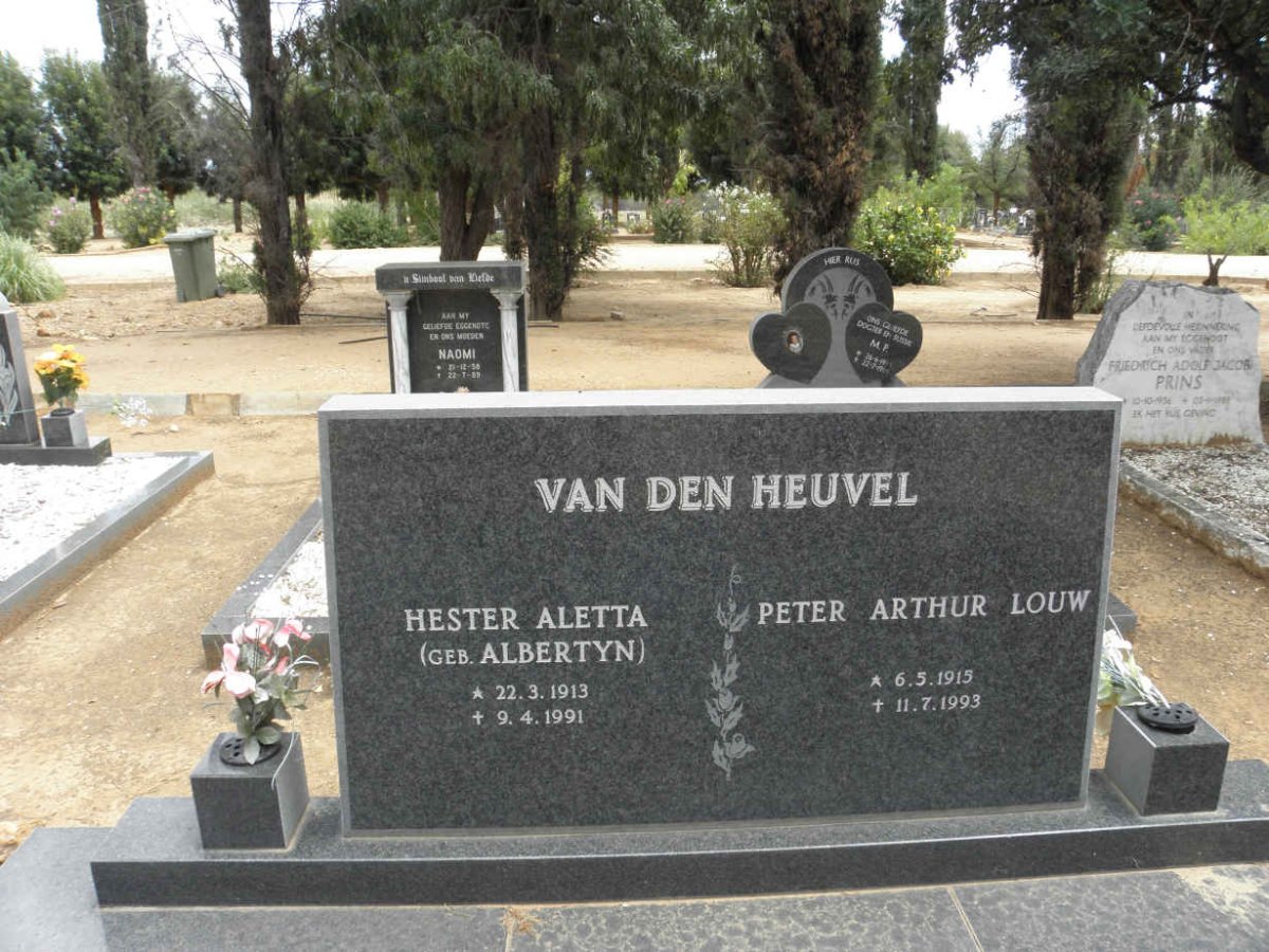 HEUVEL Peter Arthur Louw, van den 1915-1993 &amp; Hester Aletta ALBERTYN 1913-1991