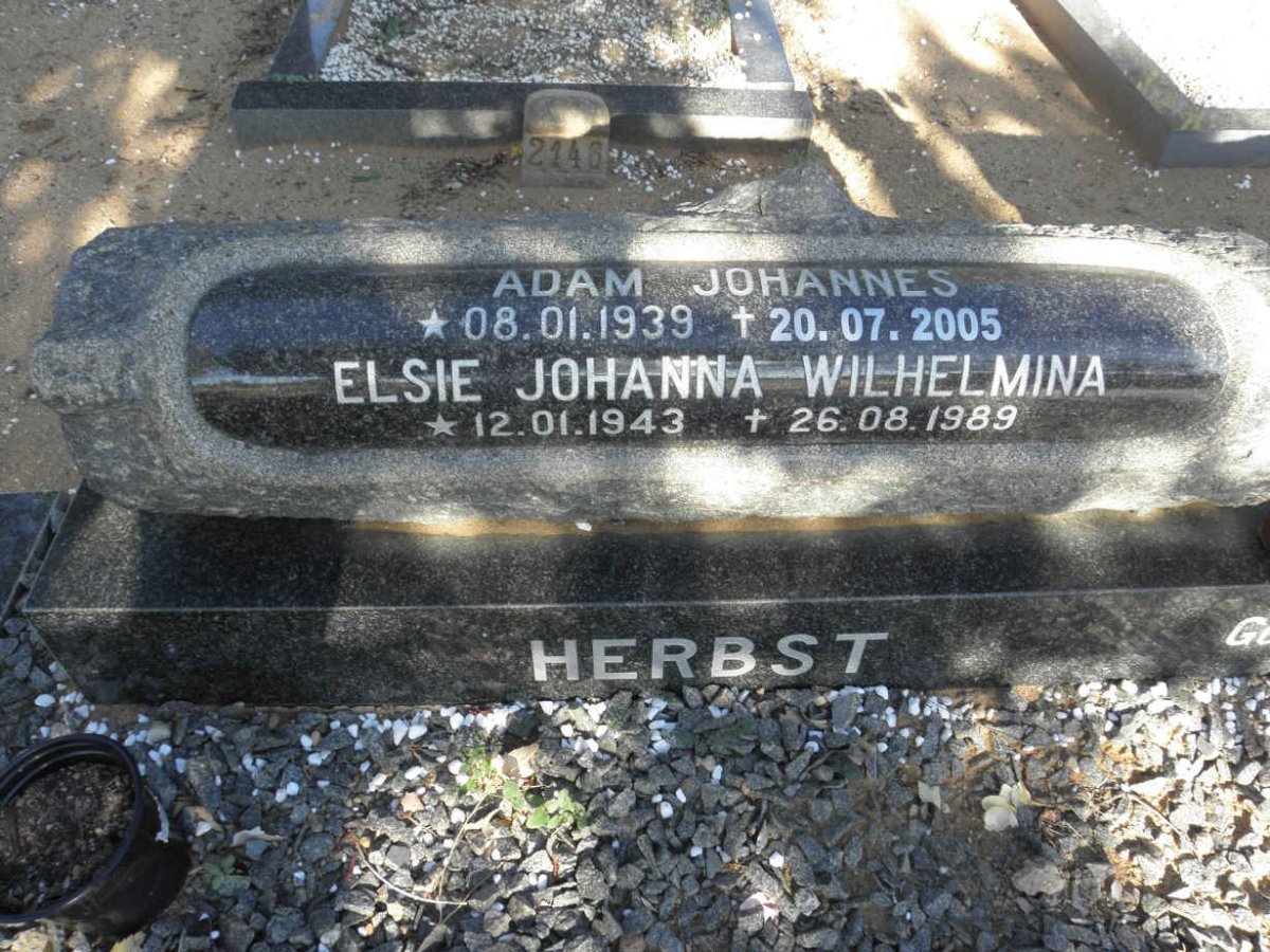 HERBST Adam Johannes 1939-2005 &amp; Elsie Johanna Wilhelmina 1943-1989