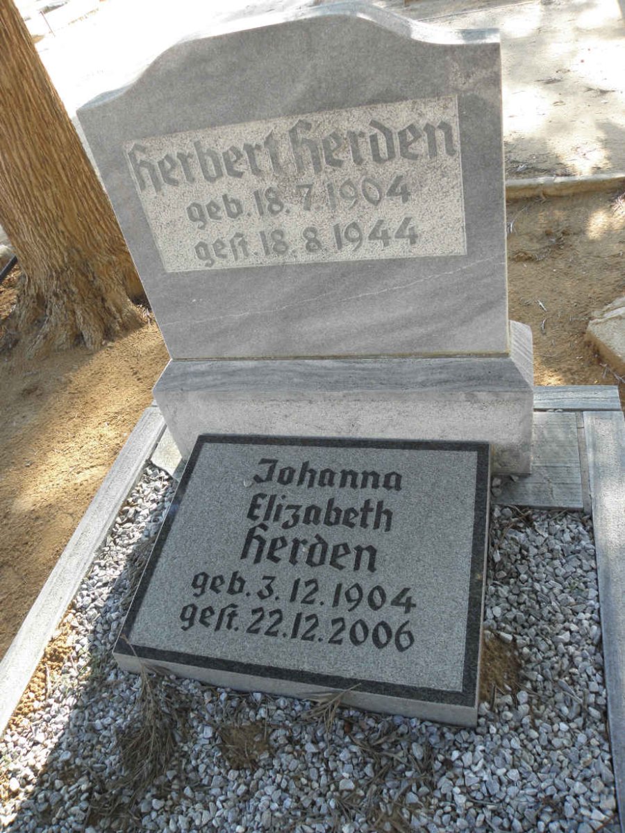 HERDEN Herbert 1904-1944 &amp; Johanna Elizabeth 1904-2006