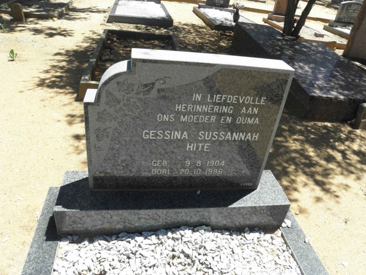 HITE Gessina Sussannah 1904-1986