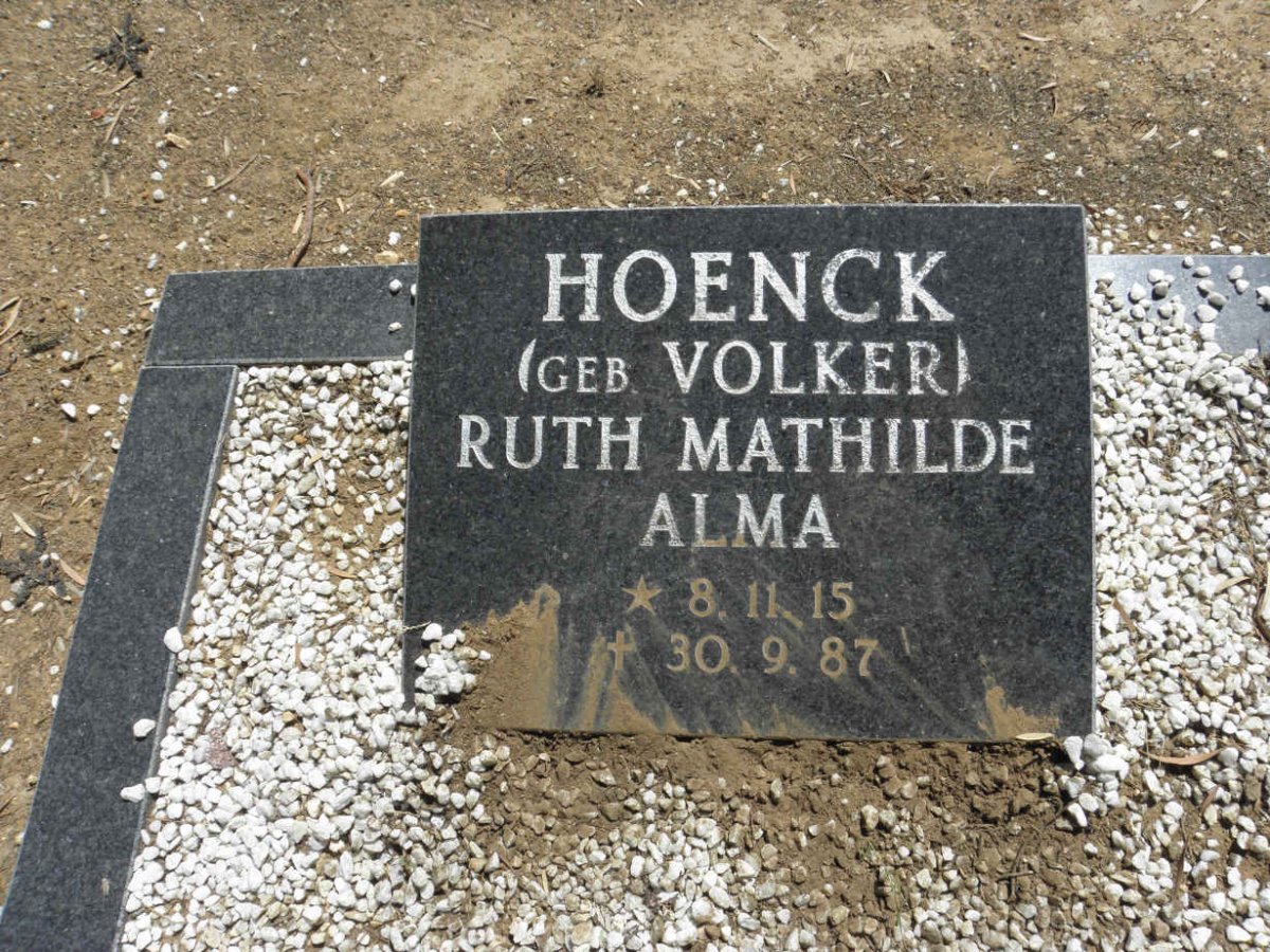 HOENCK Ruth Mathilde Alma nee VOLKER 1915-1987