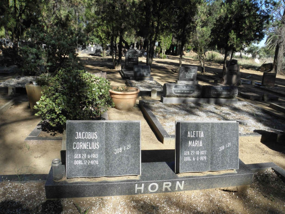 HORN Jacobus Cornelius 1913-1974 &amp; Aletta Maria 1922-1979