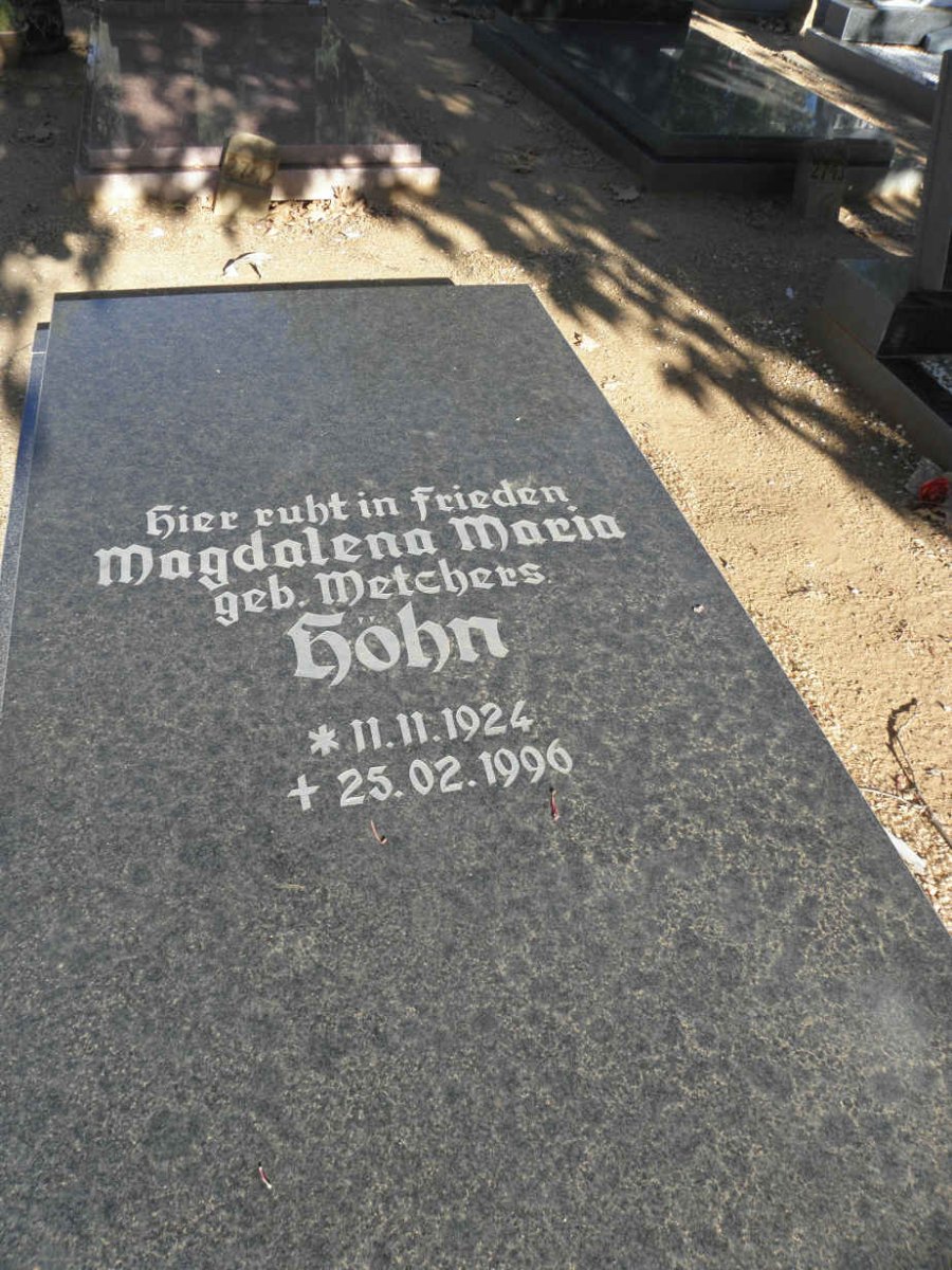 HÖHN Magdalena Maria nee METCHERS 1924-1996
