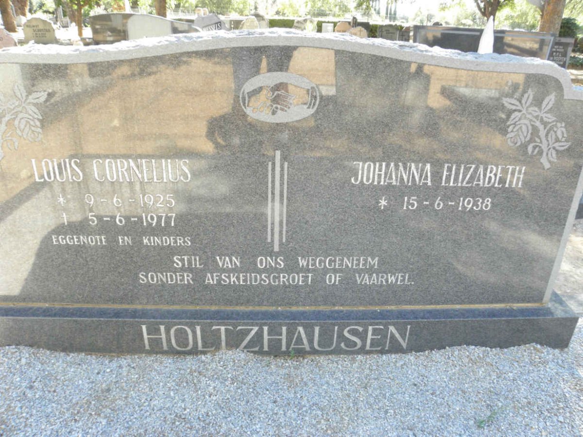 HOLTZHAUSEN Louis Cornelius 1925-1977 &amp; Johanna Elizabeth 1938-