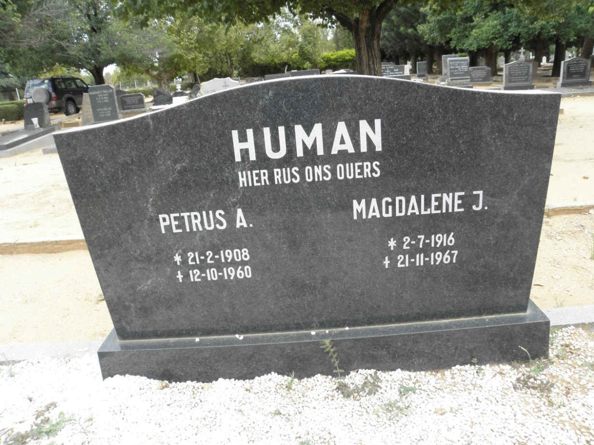 HUMAN Petrus A. 1908-1960 &amp; Magdalene J. 1916-1967