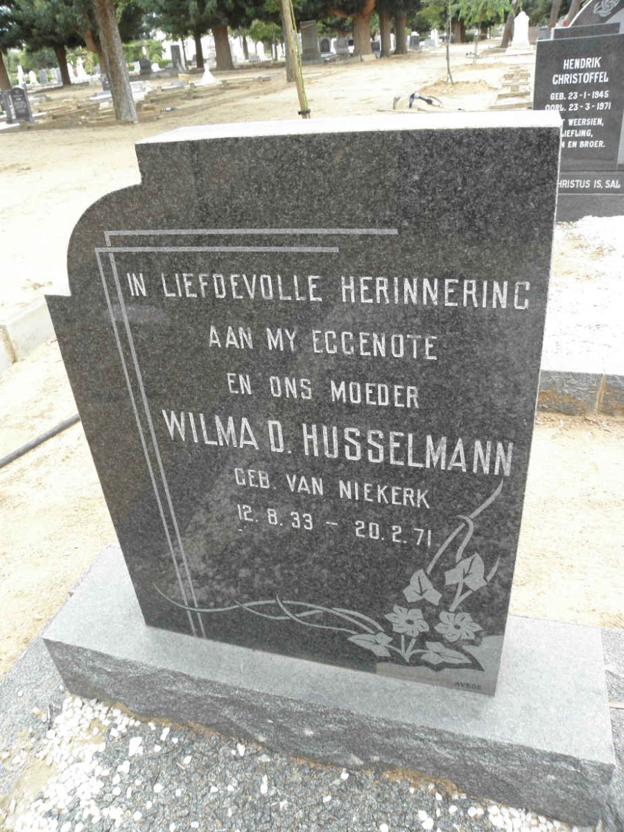 HUSSELMANN Wilma D. nee VAN NIEKERK 1933-1971