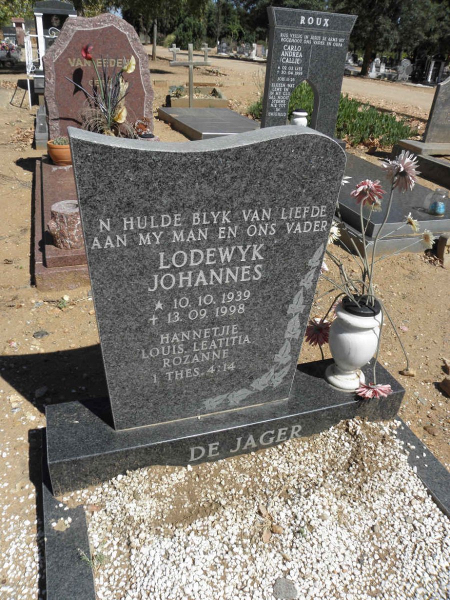 JAGER Lodewyk Johannes, de 1939-1998