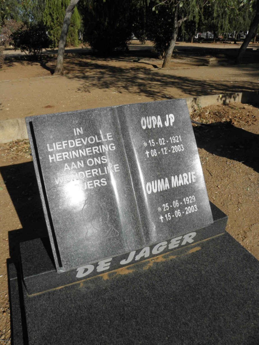 JAGER J.P., de 1921-2003 &amp; Marie 1929-2003