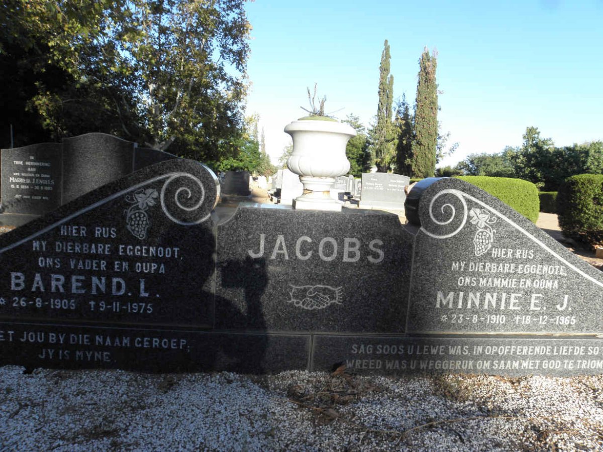 JACOBS Barend L. 1906-1975 &amp; Minnie E.J. 1910-1965