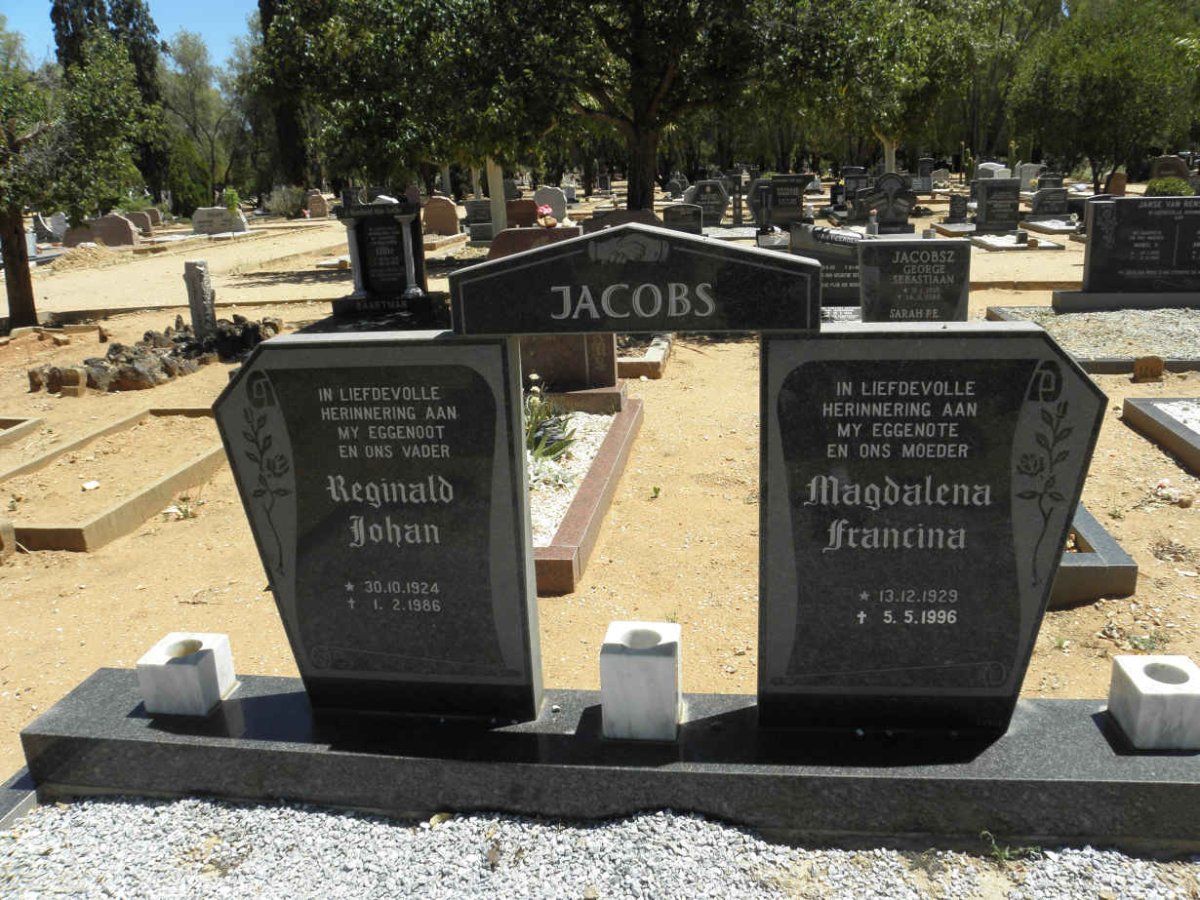JACOBS Reginald Johan 1924-1986 &amp; Magdalena Francina 1929-1996
