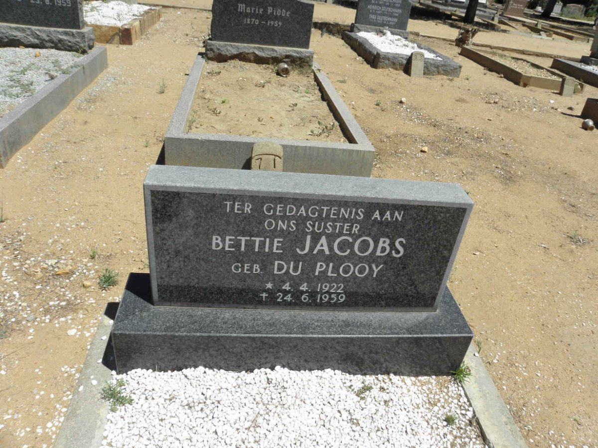 JACOBS Bettie nee DU PLOOY 1922-1959