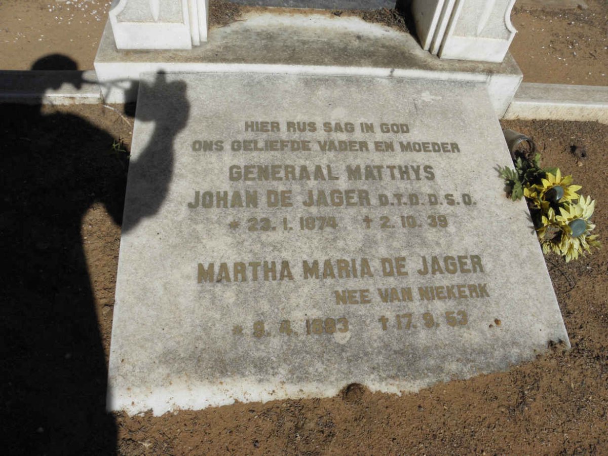 JAGER Matthys Johan, de 1874-1939 &amp; Martha Maria VAN NIEKERK 1883-1953