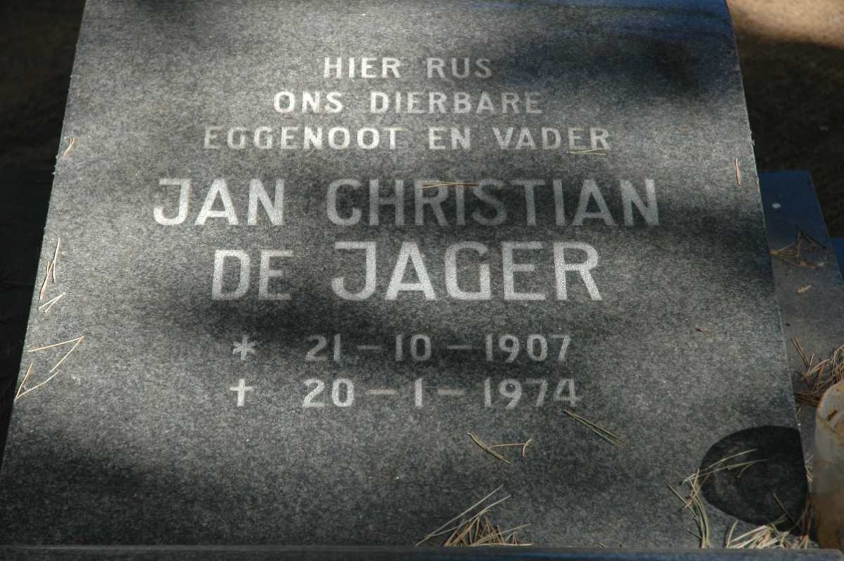 JAGER Jan Christiaan, de 1907-1974