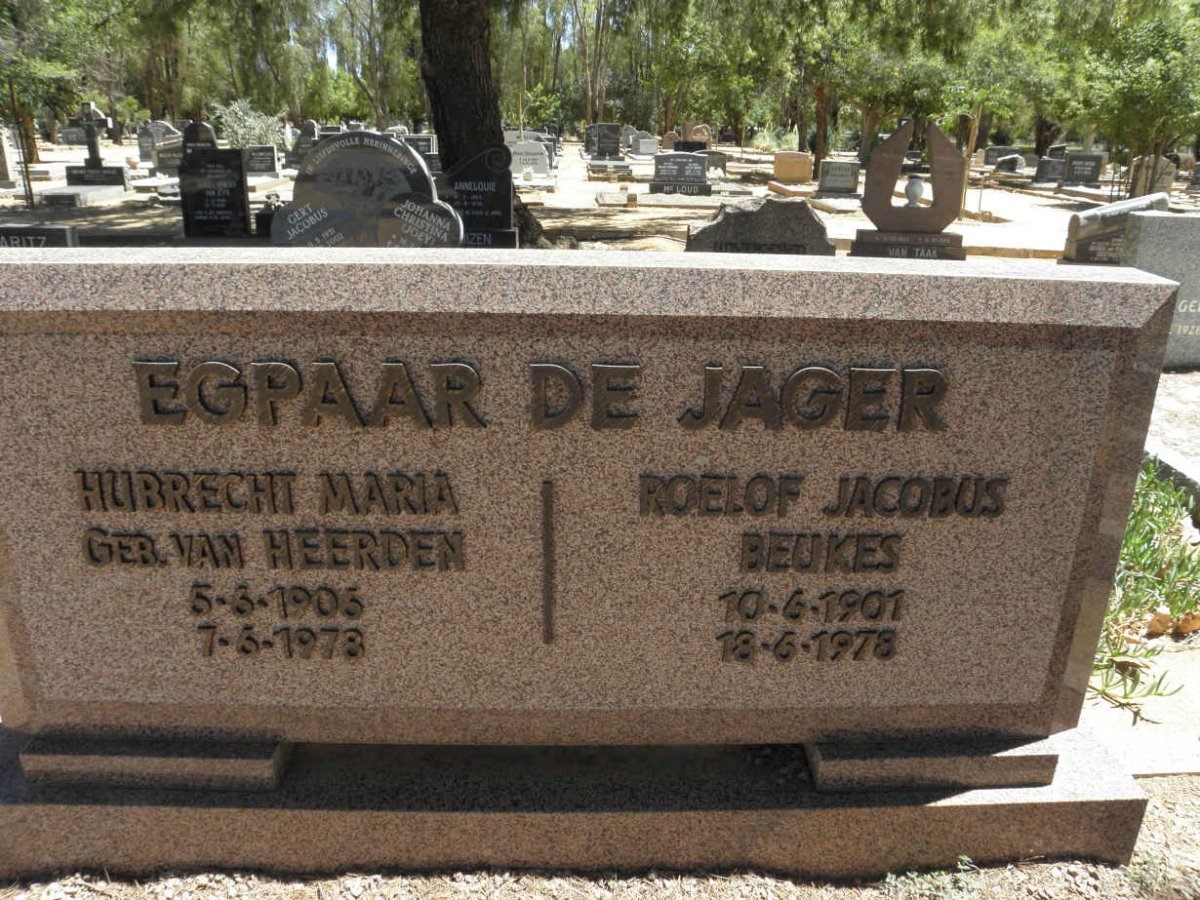 JAGER Roelof Jacobus Beukes, de 1901-1978 &amp; Hubrecht Maria VAN HEERDEN 1905-1978