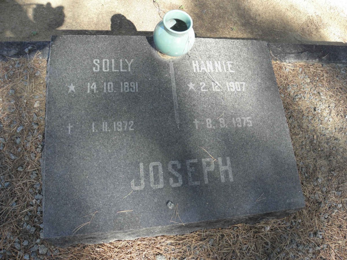 JOSEPH Solly 1891-1972 &amp; Hannie 1907-1975