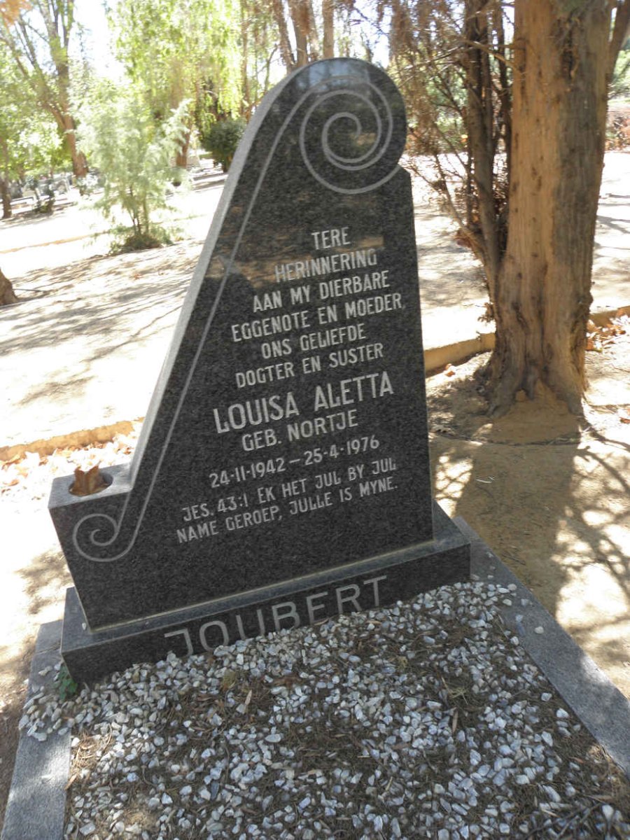 JOUBERT Louisa Aletta nee NORTJE 1942-1976