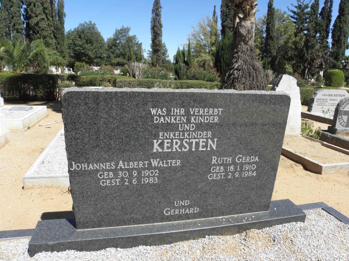 KERSTEN Johannes Albert Walter 1902-1983 &amp; Ruth Gerda 1910-1984