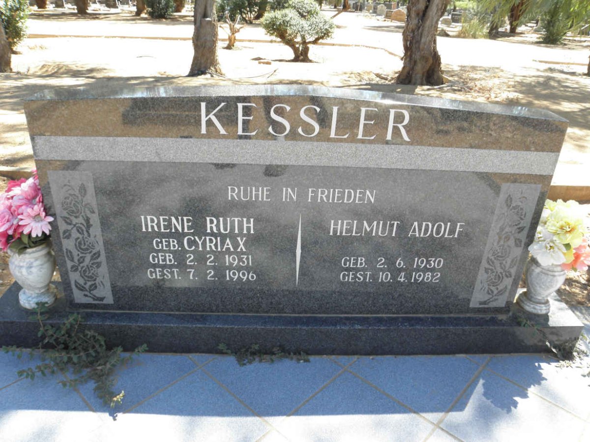 KESSLER Helmut Adolf 1930-1982 &amp; Irene Ruth CYRIAX 1931-1996