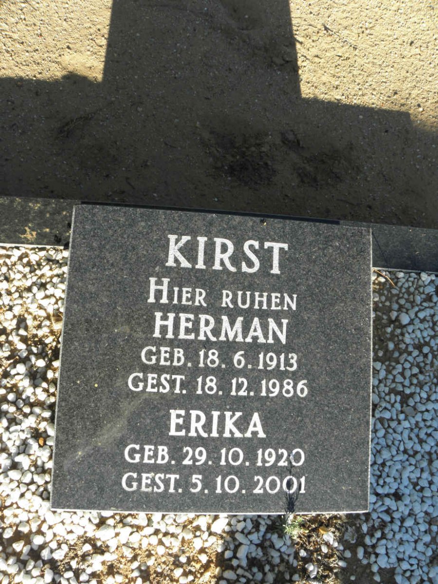 KIRST Herman 1913-1986 &amp; Erika 1920-2001