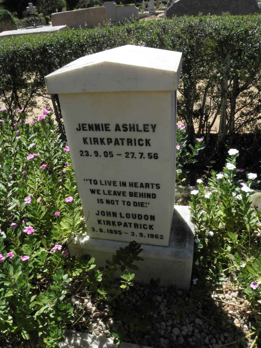 KIRKPATRICK John Loudon 1895-1962 &amp; Jennie Ashley 1905-1956