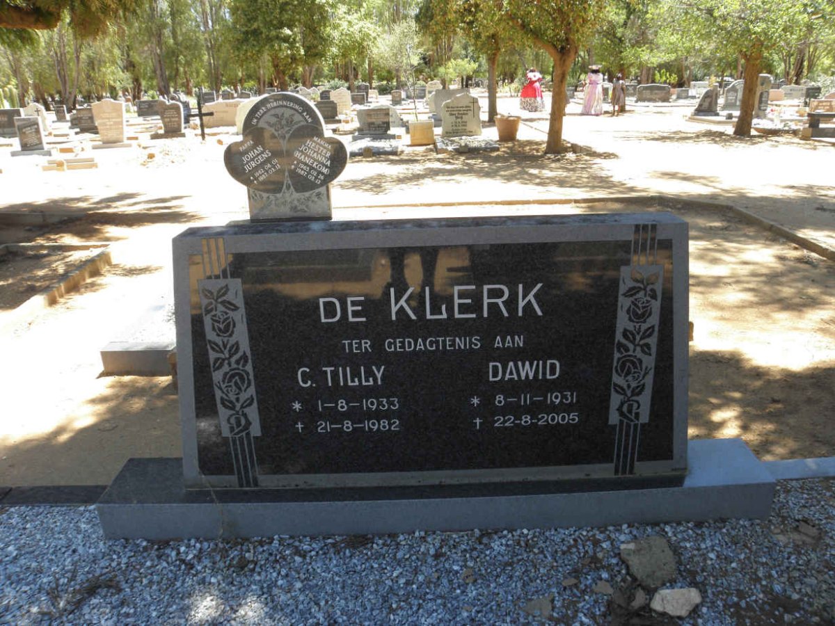 KLERK Dawid, de 1931-2005 &amp; C. Tilly 1933-1982 :: DE KLERK Johan Jurgens 1962-1987 &amp; Hester Johanna HANEKOM 1965-1987
