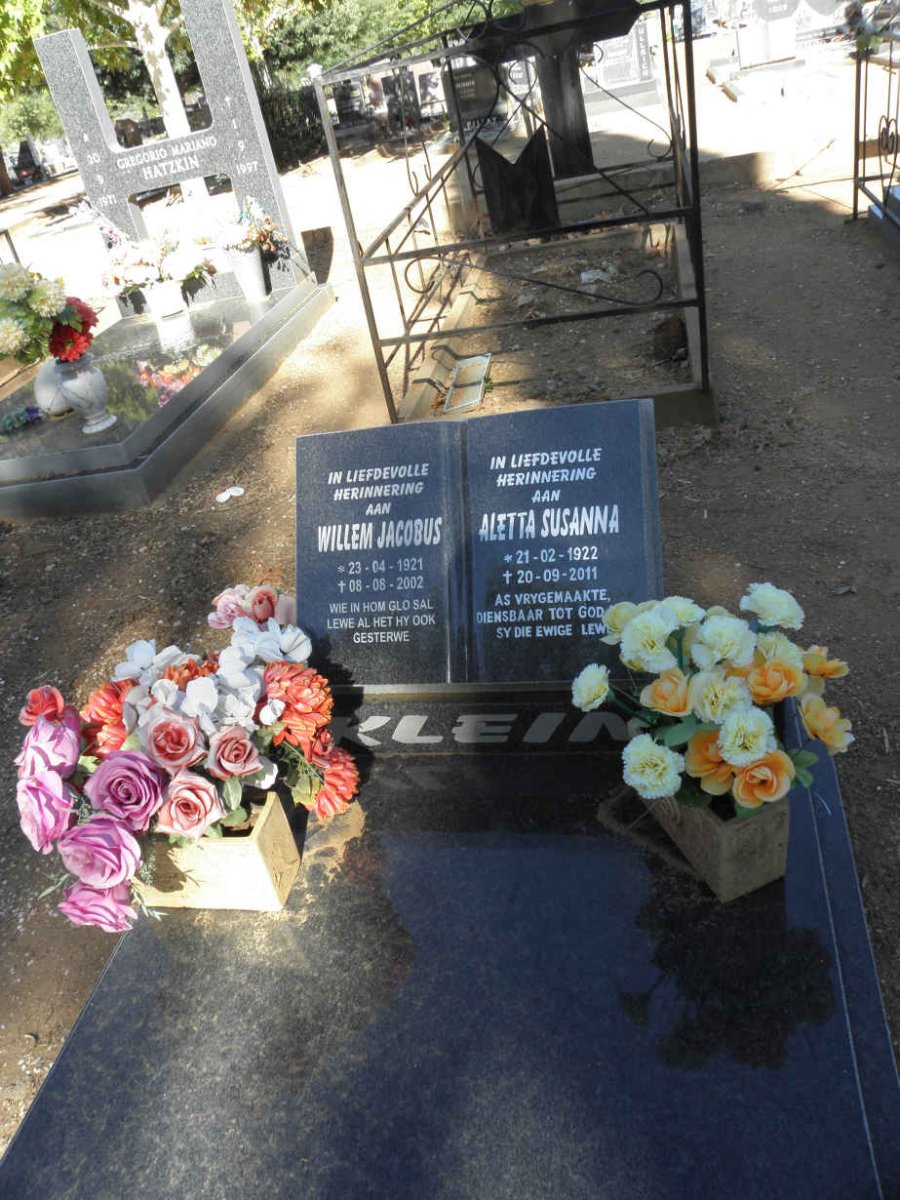 KLEIN Willem Jacobus 1921-2002 &amp; Aletta Susanna 1922-2011