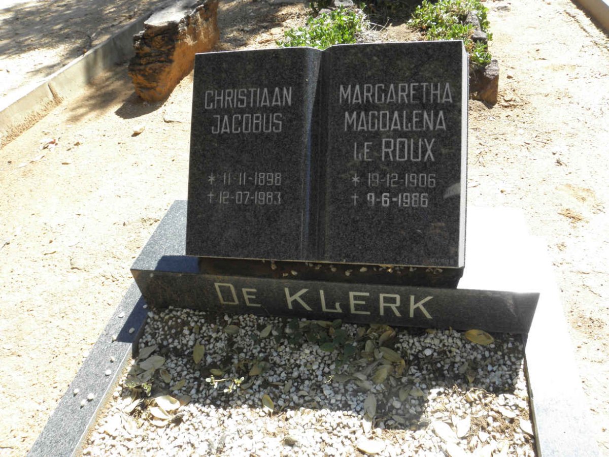 KLERK Christiaan Jacobus, de 1898-1983 &amp; Margaretha Magdalena LE ROUX 1906-1986
