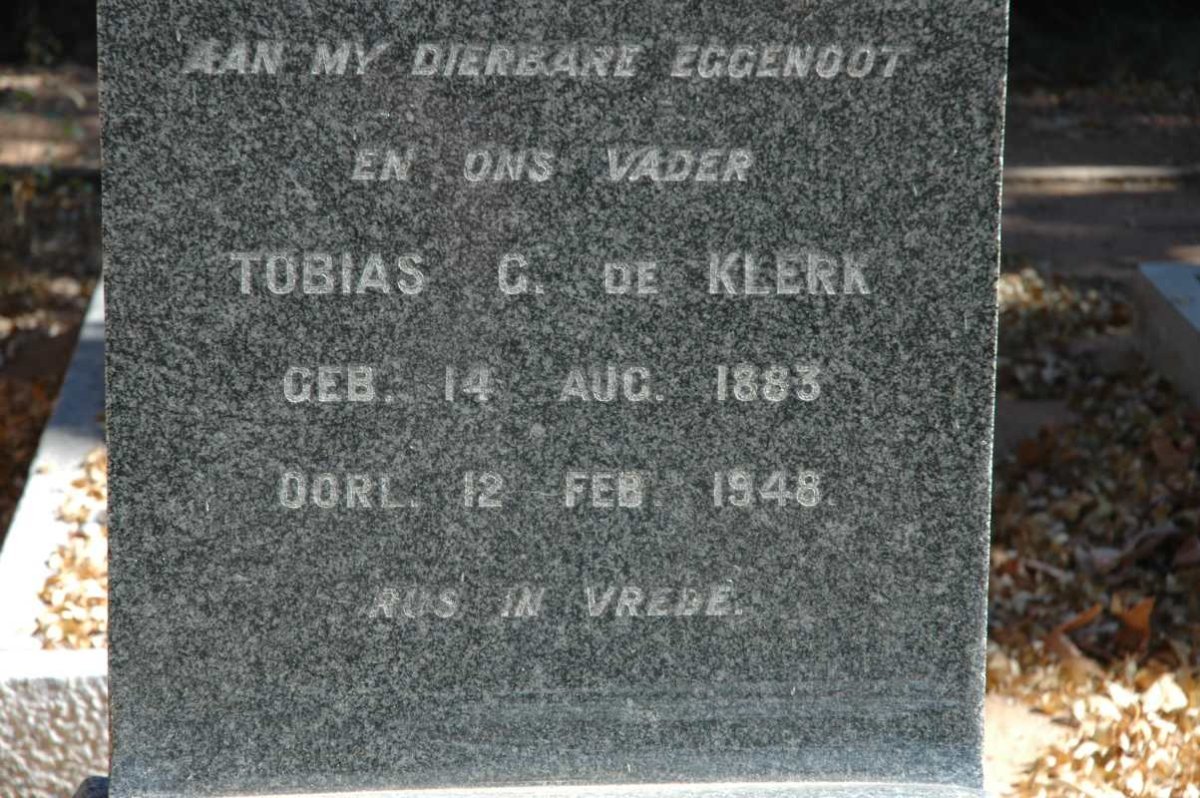 KLERK Tobias G, de 1883-1948