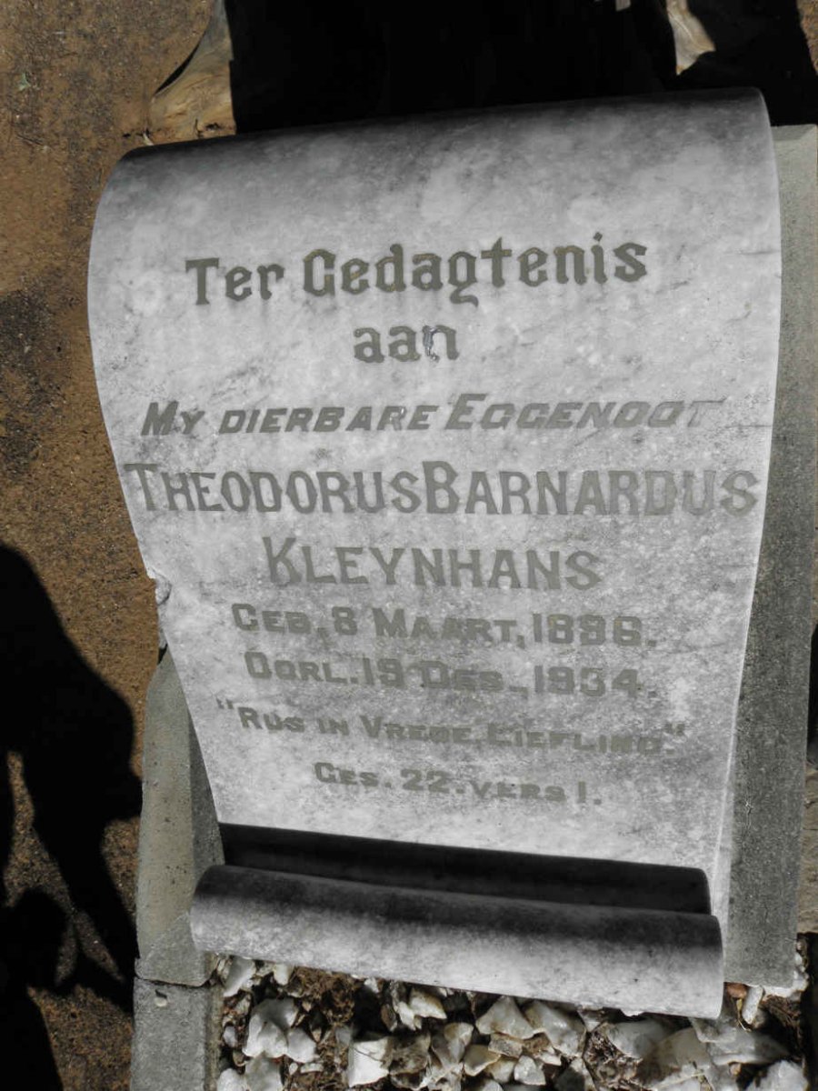 KLEYNHANS Theodorus Barnardus 1886-1934