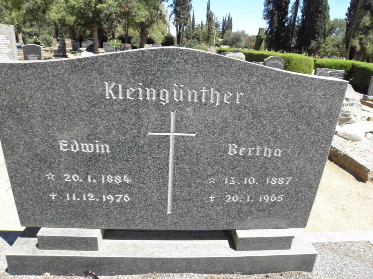 KLEINGÜNTHER Edwin 1884-1976 &amp; Bertha 1887-1965