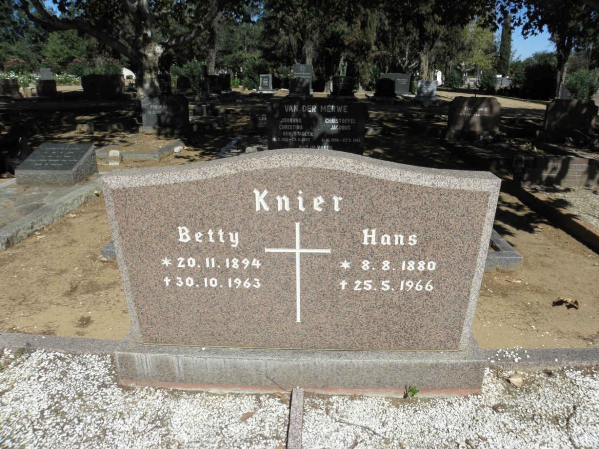 KNIER Hans 1880-1966 &amp; Betty 1894-1963
