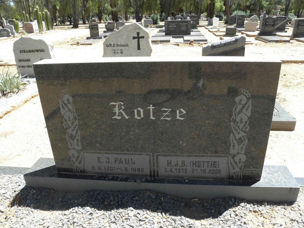 KOTZE E.J. 1901-1982 &amp; H.J.S. 1913-2005