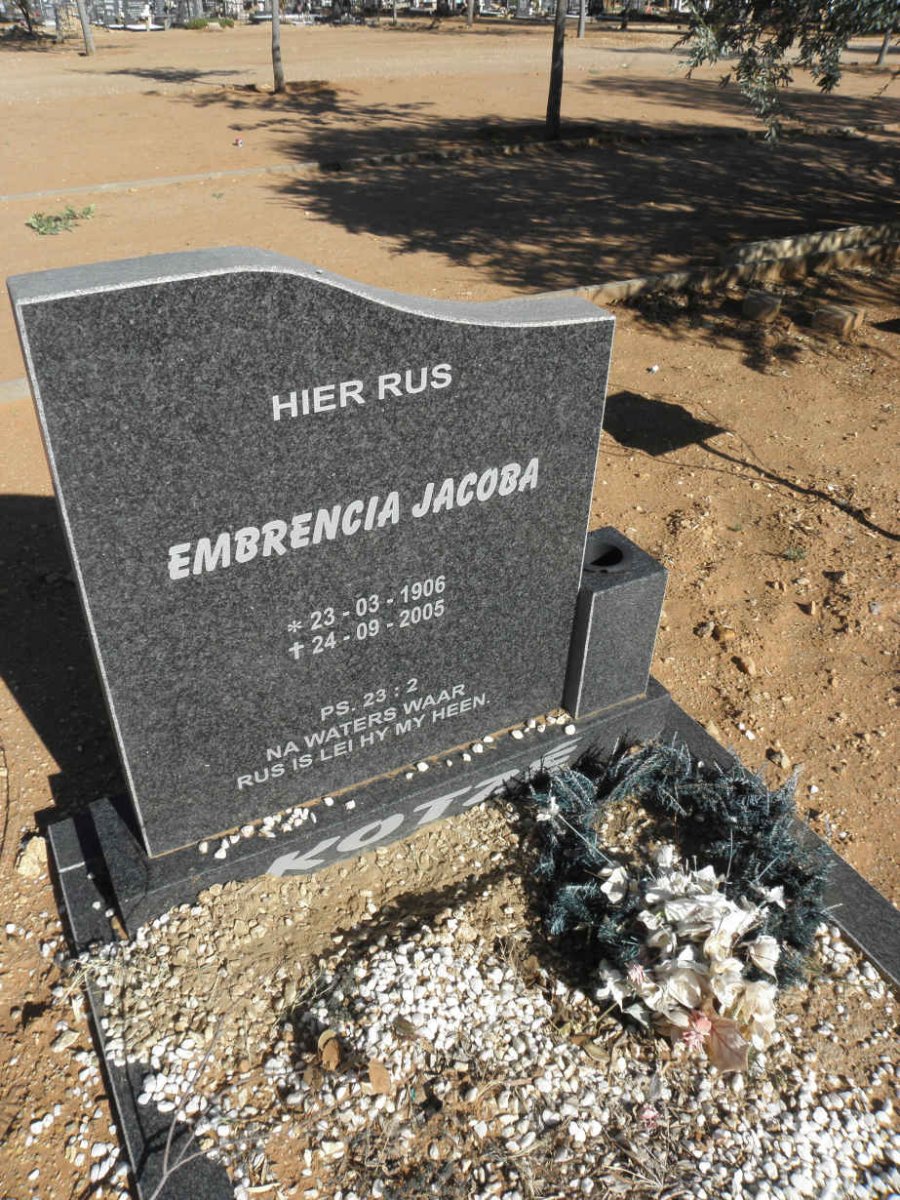 KOTZE Embrencia Jacoba 1906-2005