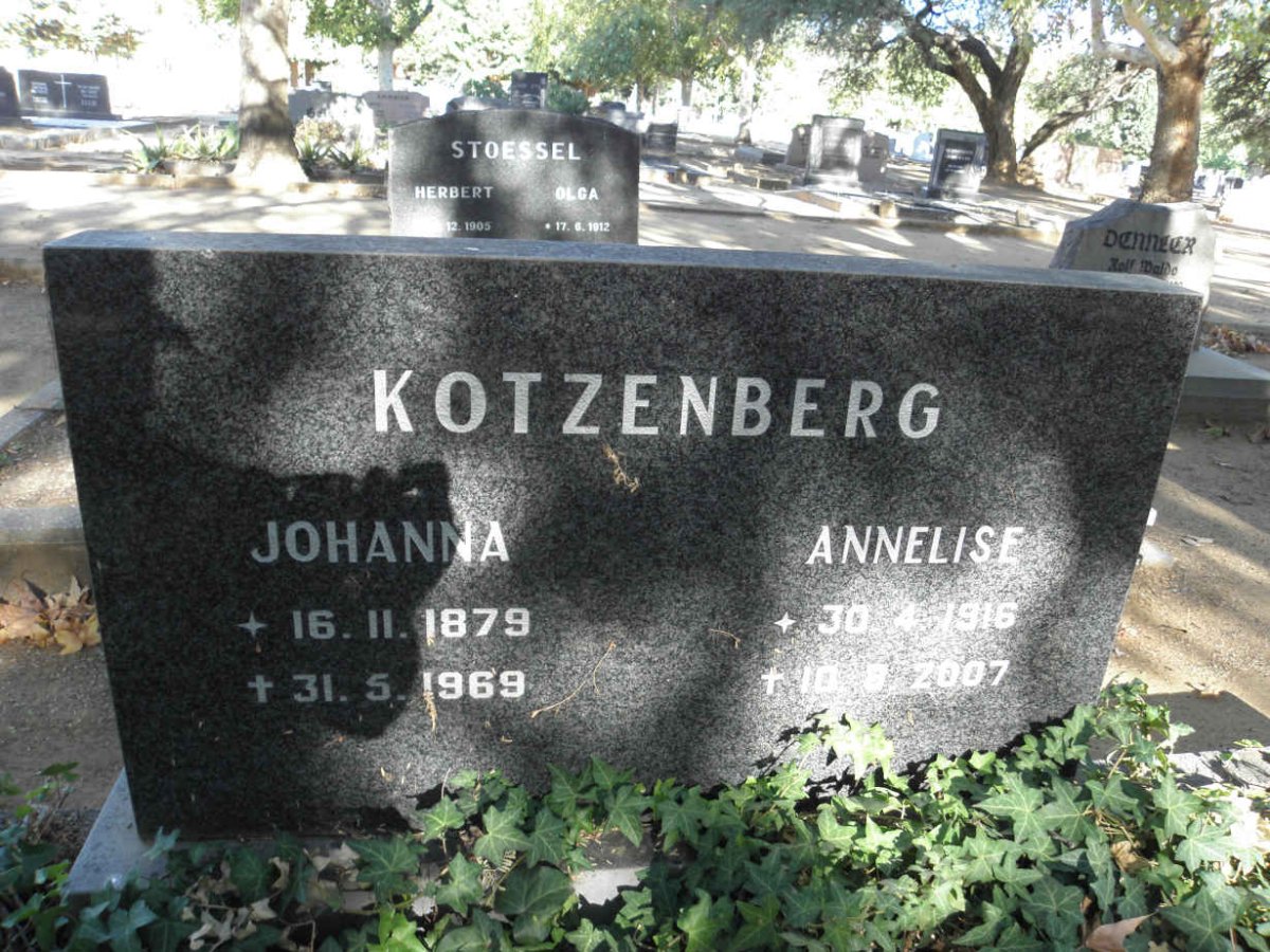 KOTZENBERG Johanna 1879-1969 :: KOTZENBERG Annelise 1916-2007