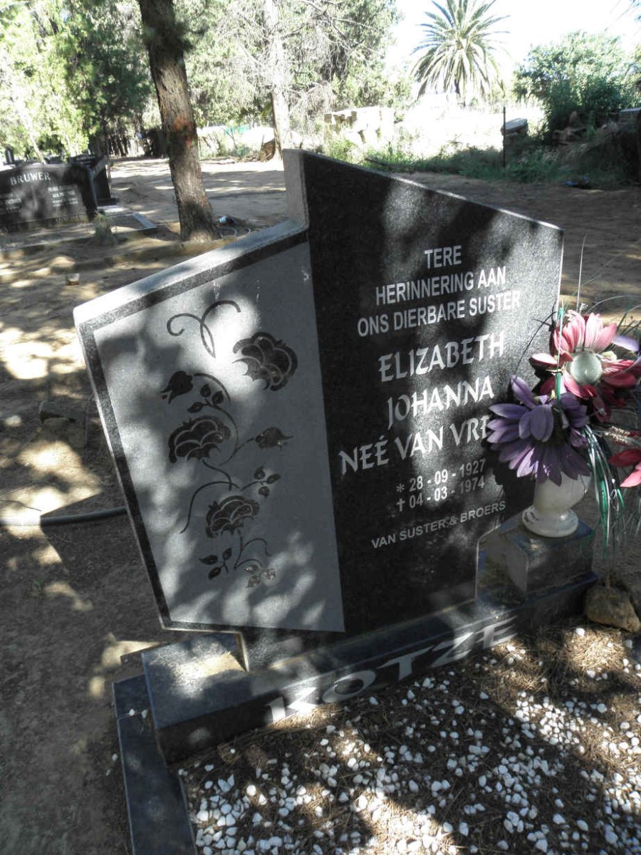 KOTZE Elizabeth Johanna nee VAN VRE? 1927-1974