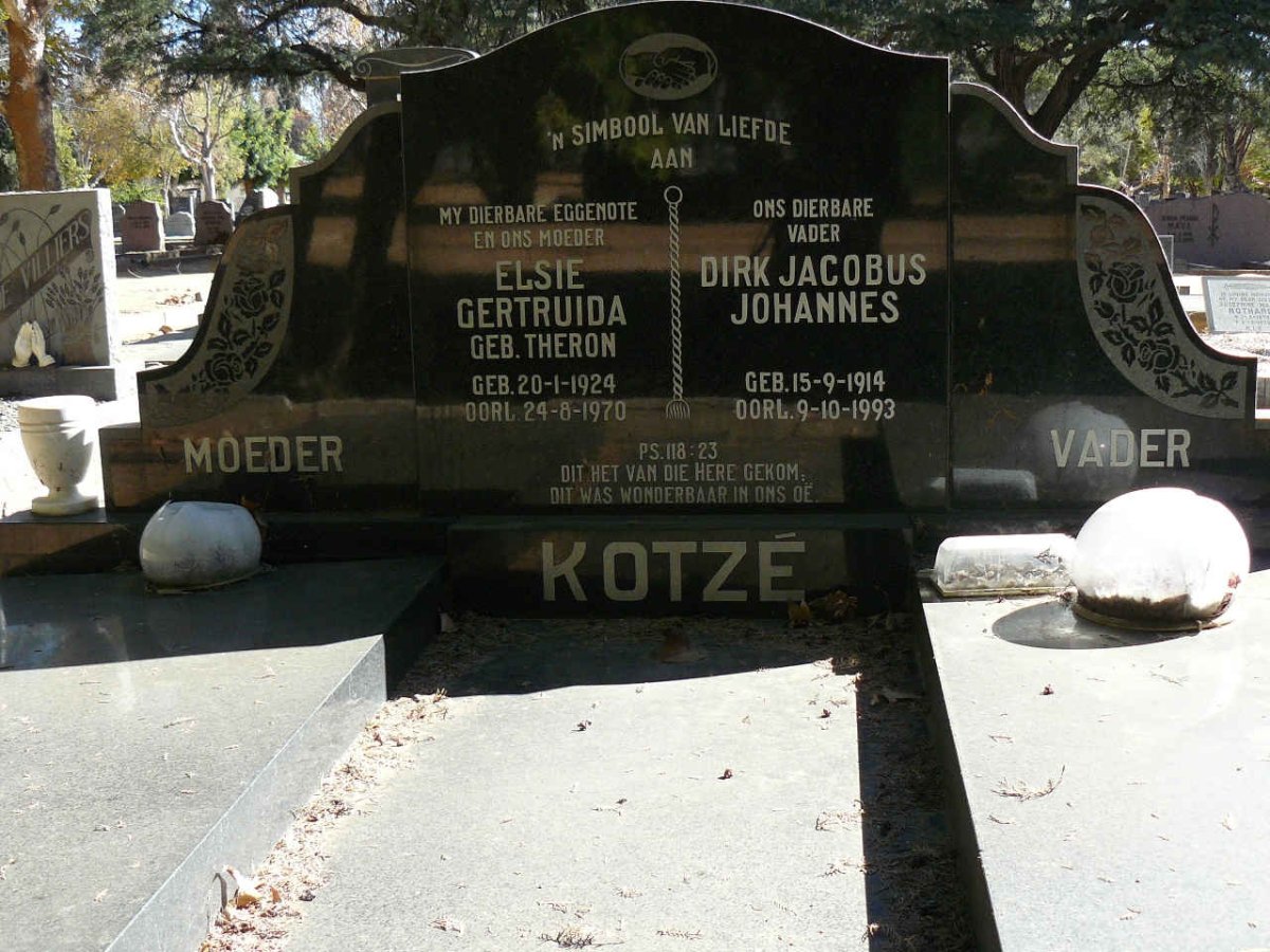 KOTZÉ Dirk Jacobus Johannes 1914-1993 &amp; Elsie Gertruida THERON 1924-1970