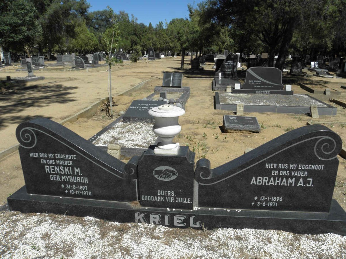 KRIEL Abraham A.J. 1896-1971 &amp; Renski M. MYBURGH 1897-1970