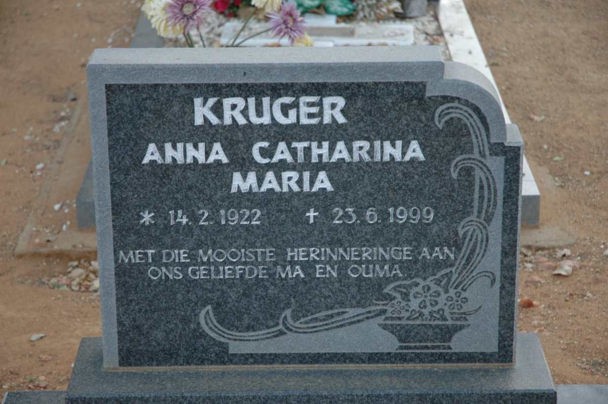 KRUGER Anna Catharina Maria 1922-1999